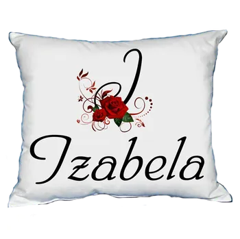 Dekorativní polštářek Polštář s dámským jménem IZABELA Červený (polštářek dámské jméno )