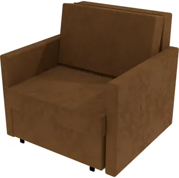 Křeslo Čalouněné rozkládací křeslo s područkami - Hnědá, Molitanová 14 cm, Bez koleček