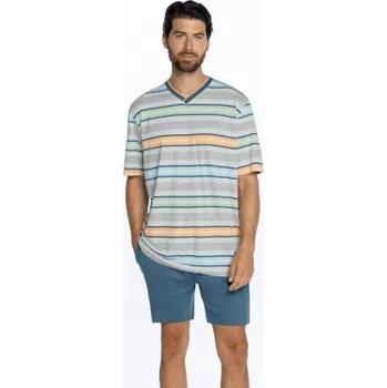 Pánské pyžamo GUASCH Pánské pyžamo ANDREAS, Šedá, V dárkovém boxu, Bavlna 100%, Krátký rukáv - vel. S