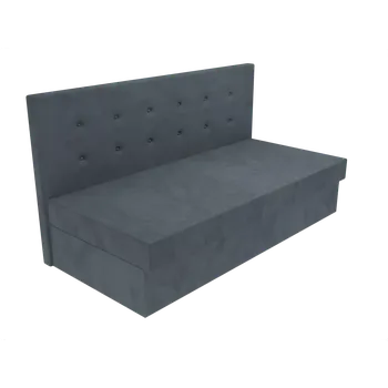 Postel Čalouněná postel Ava s čelem s knoflíky, lamelovým roštem a úložným prostorem - Šedá, 80 x 200 cm, +10 cm úložný prostor, Molitanová 13 cm