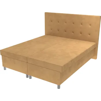 Postel Manželská postel Lea na nohách s čelem s knoflíky a úložným prostorem - Béžová, 170 x 195 cm, Bez navýšení, Molitanová 12 cm