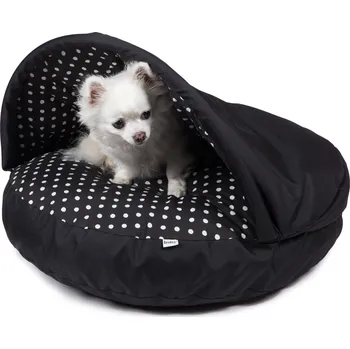 Pelíšek pro psa Iridog Pelech pro psa DONUTS 2v1 kapsa no.1 černý s puntíkem 60 x 10 cm