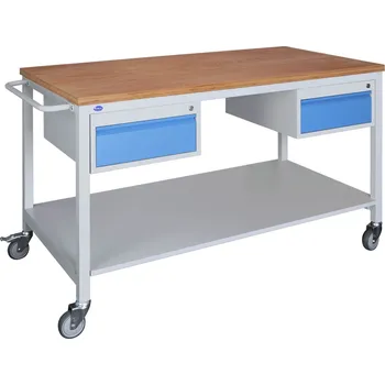 Dílenský stůl Mobilní pracovní stůl 150 x 70 cm - buk. překližka, 2kontejnery Z1