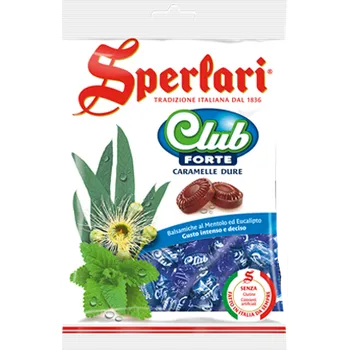 Bonbon Sperlari tvrdé bonbóny s eukaliptem a mátou (Club Forte Balsamiche al Mentolo ed Eucalipto) 200g