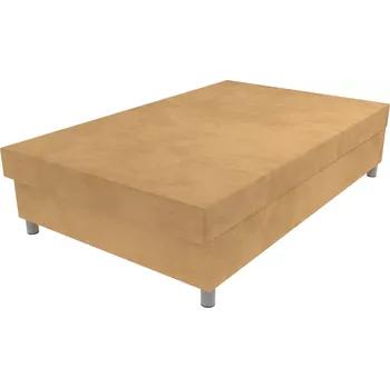 Postel Čalouněná postel Tina šedá na nohách s lamelovým roštem a úložným prostorem - Béžová, 110 x 195 cm, Bez navýšení, Molitanová 11 cm