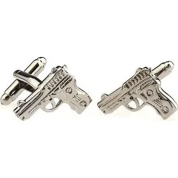 Manžetový knoflíček Manžetové knoflíčky zbraň, pistole Stříbrná