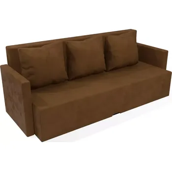 Pohovka Čalouněná rozkládací pohovka Karin s područkami - Hnědá, Molitanová 12 cm, Bez taburetu