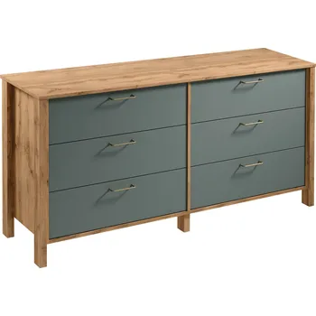 Ložnicová sestava Komoda INDYGO K6S, Dub Wotan/Zelená