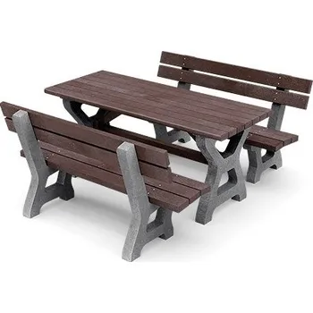 Zahradní sestava TRANSFORM TRAPLAST Piknik set BÁRA smontovaný, Šedá + Hnědá