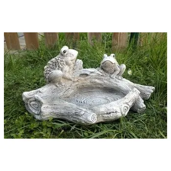 Zahradní dekorace Pítko se žábami design dřevo