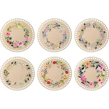 Dřevěné podtácky k obháčkování - jarní věnce Zvolte variantu: 13 cm