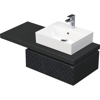 Koupelnový nábytek Desk 3D - skříňka 110 cm s umyvadlem na desku vpravo, 1 zásuvka, závěsná, černá DE 54 3D 110 P STORM 1Z U129
