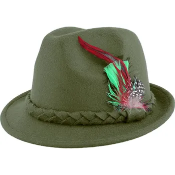 Klobouk TifanTEX Lovecký klobouček s peříčky zelený Zelená 58