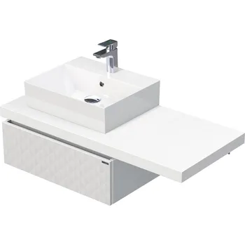 Koupelnový nábytek Desk 3D - skříňka 110 cm s umyvadlem na desku vlevo, 1 zásuvka, závěsná, bílá DE 54 3D 110 L STORM 1Z B073