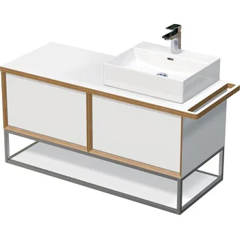 Umyvadlo OXO multi - skříňka 120 cm s umyvadlem na desku vpravo, 2 zásuvky, držák na ručník vpravo, závěsná OXO MULTI OALU 120P 2Z KDP