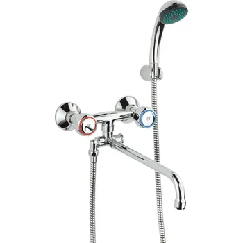 Vodovodní baterie Rio - kombinovaná kohoutková nástěnná baterie vana-umyvadlo, kulaté ústí 300 mm, rozteč 100 RI1029A