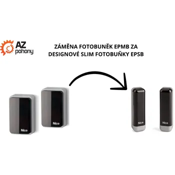 Pohon brány Záměna fotobuněk EPMB za designové slim fotobuňky EPSB