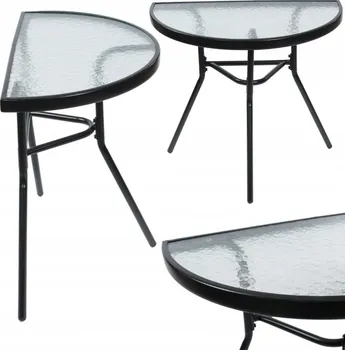 Zahradní stůl Balkon půlkruhový stolek na balkon/terasu ze skla a kovu 69,5 x 40 x 64 cm černý