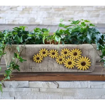 Truhlík Keramický truhlík (květináč) větší se slunečnicí 40 cm