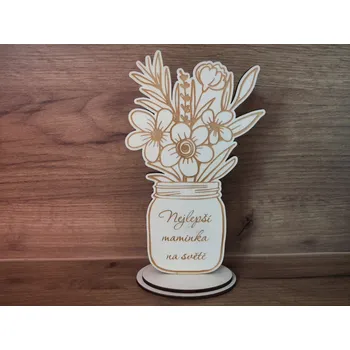 umělá květina Květina ve skleničce s textem