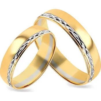 Prsten Snubní prstýnky dvoubarevné zaoblené s gravírem, 4mm CSOB80 + dárkové balení LUXUS zdarma