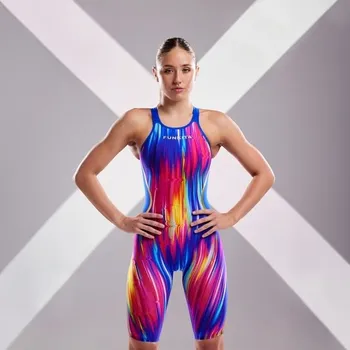 Dámské plavky Závodní plavky Funkita Apex Predator X Freeback Kneeskin Event Horizont, Velikosti 28