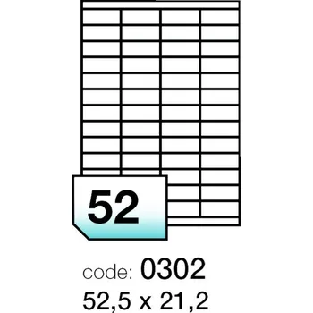 Papír Etiketa arch A4 Rayfilm, 52,5x21,2 mm, matná, bílá, 100 listů