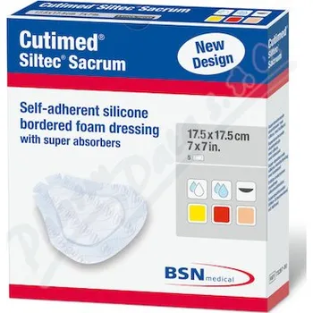 Krytí na ránu Cutimed Siltec Sacrum nead.pěn.kr.17.5x17.5cm 5ks