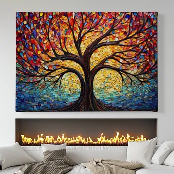Obraz Obraz na plátně - Strom života Mozaika FeelHappy.cz Velikost obrazu (šířka x výška): 40 x 30 cm