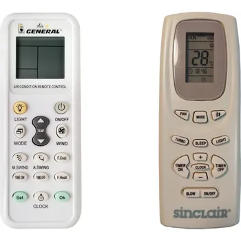SINCLAIR YK1F, ASH-09AP, ASH-12AP - kompatibilní značkový dálkový ovladač General pro klimatizaci