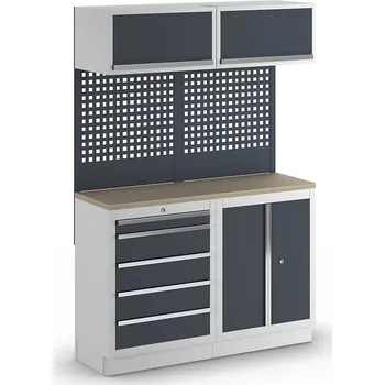 Skříňka na nářadí Systém dílenských skříní s podstavnou skříňkou s otočnými dveřmi a zásuvkovou podstavnou skříňkou - kaiserkraft