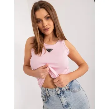 Dámský top s nášivkou pruhovaný světle růžový