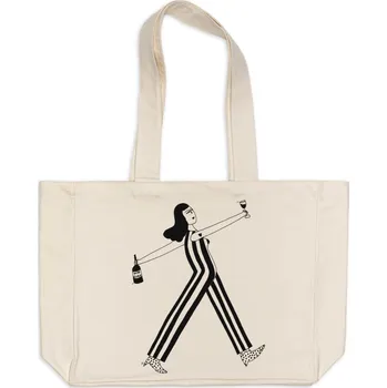 helen b Plátěná taška z organické bavlny Tote Wine o' clock XL