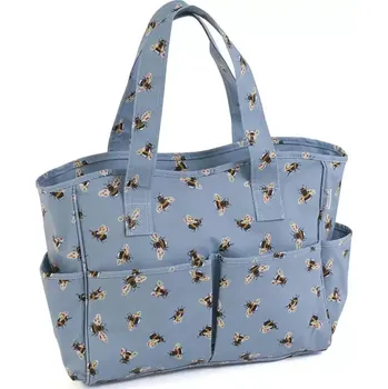 Organizér galanterie Nepromokavá taška na pletení a háčkování - Včelky - modrá (Craft Bag Blue Bee)