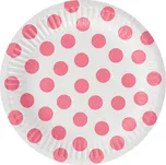 Talíře malé papírové s puntíky růžové 6ks