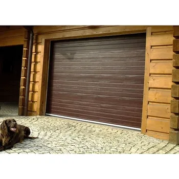 Garážová vrata Kružík 2375x2000 sekční garážová vrata PLUS základní barvy bílá a hnědá+dekory dřeva, ruční ovládáni vrat Barva: Zlatý dub