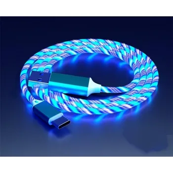 Datový kabel POČÍTÁRNA USB-USC-C rychlo nabíječka s LED podsvícením 1m - modrá