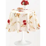 Ubrus PVC s textilním podkladem 1238-00 FLORISTA, vlčí máky s obilím na béžovém káru, š.140cm (metráž), š.140cm (metráž)