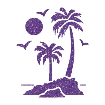 Samolepící dekorace SAMOLEPKA Ostrov 002 levá palmy a moře (87 - Ultra Metalic fialová) NA AUTO, NÁLEPKA, FÓLIE, POLEP, TUNING, VLASTNÍ TEXT, TISK, AUTOSAMOLEPKY.cz, POLEPY, OBRÁZEK, LOGO, SAMOLEPKY