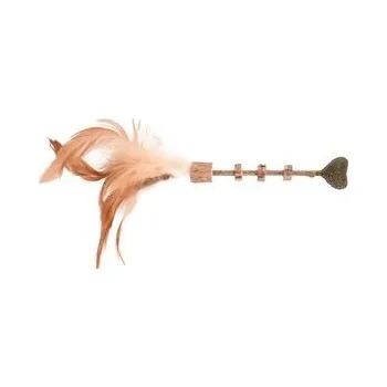 Hračka pro kočku Flamingo hračka pro kočku tyč s peřím a dřevo matatabi 3 x 20 cm přírodní