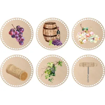Dřevěné podtácky k obháčkování - víno Zvolte variantu: 10 cm