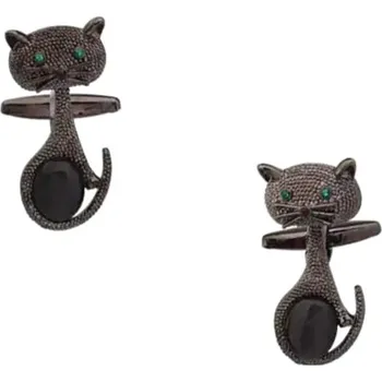 Manžetový knoflíček Manžetové knoflíčky černá sedící kočička