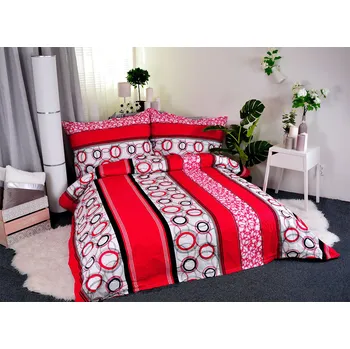 Povlečení Aaryans Francouzské bavlněné povlečení RED CIRCLES 220x200 cm / 70x90 cm