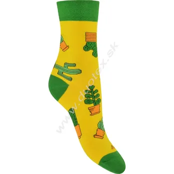 Dámské ponožky SKARPOL Vzorované ponožky Skarpol-080-kaktus Barva: žltá, Velikost: 42-44(27-28)