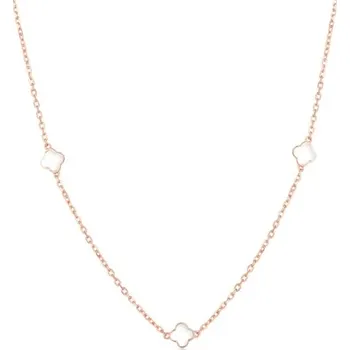 Náhrdelník Stříbrný zlacený náhrdelník se čtyřlístky s perletí STNAH214F + dárek zdarma