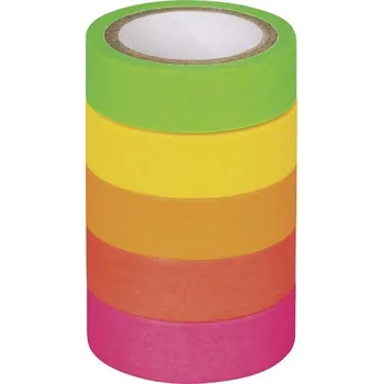 Lepicí páska Papírová páska matná neon Washi Tape 1,2cm x 5 m - 5 ks
