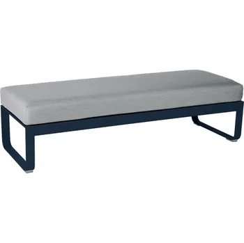 Zahradní lavice Šedá čalouněná lavice Fermob Bellevie 148 cm s tmavě modrou podnoží