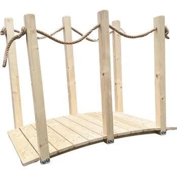 Zahradní můstek Zahradní dřevěný mostek oboustranné zábradlí 220 cm (Zahradní dřevěný mostek s oboustranným provazem )