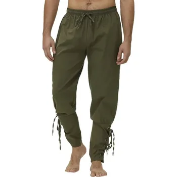 Pánské kalhoty Letní kalhoty s vázáním Barva: Zelená, Velikost: L