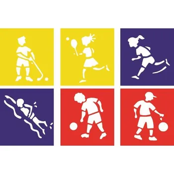 Plastová šablona barevná - Sport 14x15cm - 6ks
